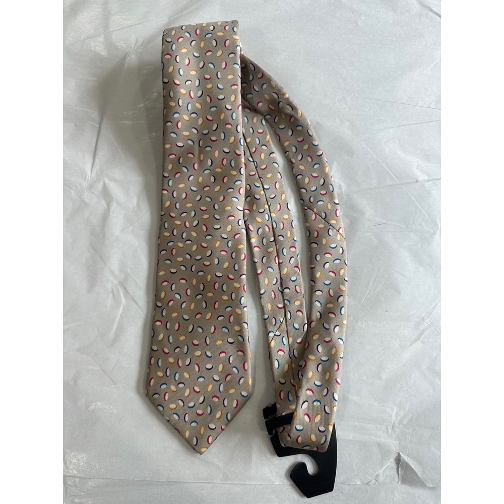 Colours by Alexander Julian Mens Silk Tie Taupe Multi Color Geometric Pattern